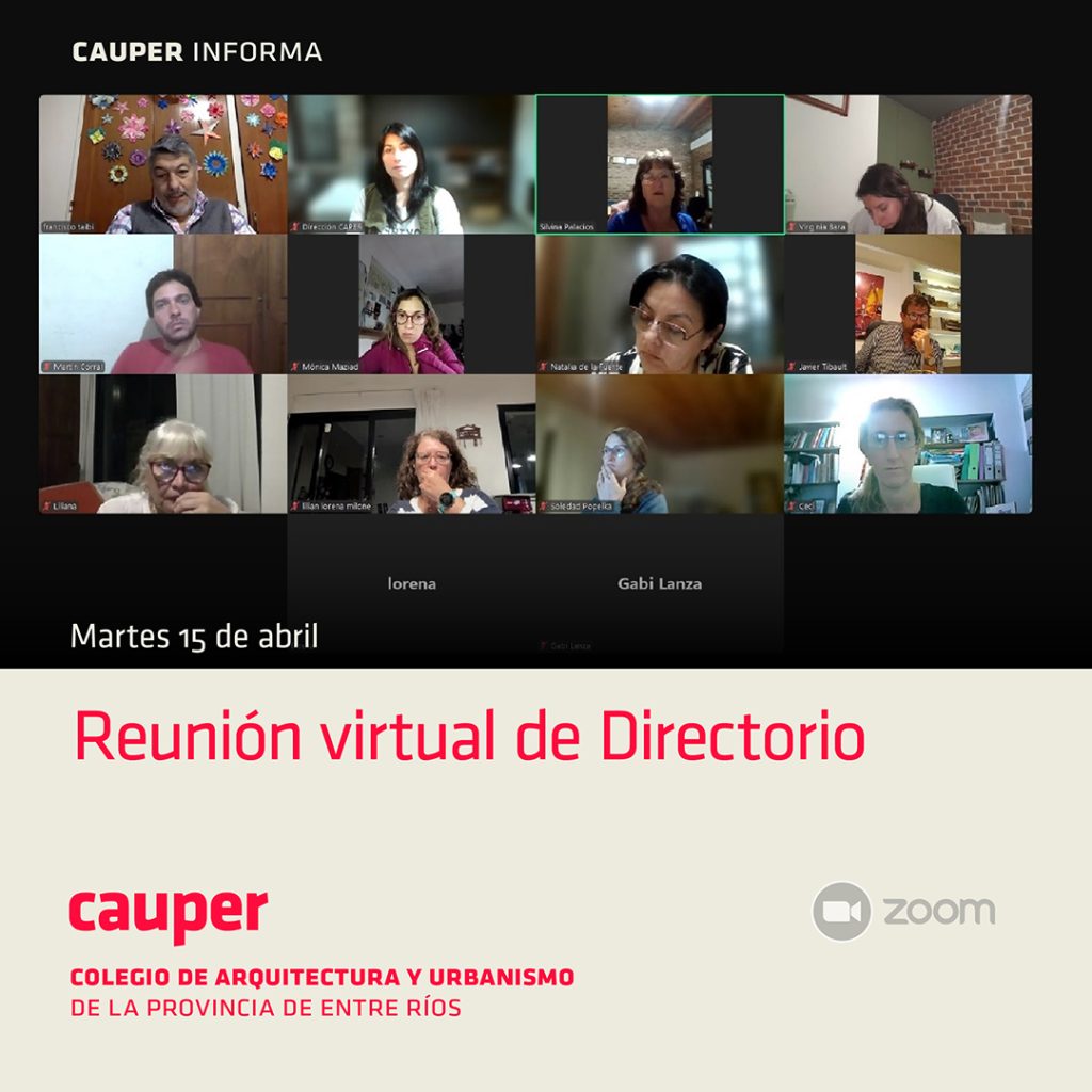 Reunión virtual de Directorio en la previa al encuentro mensual del CAUPER