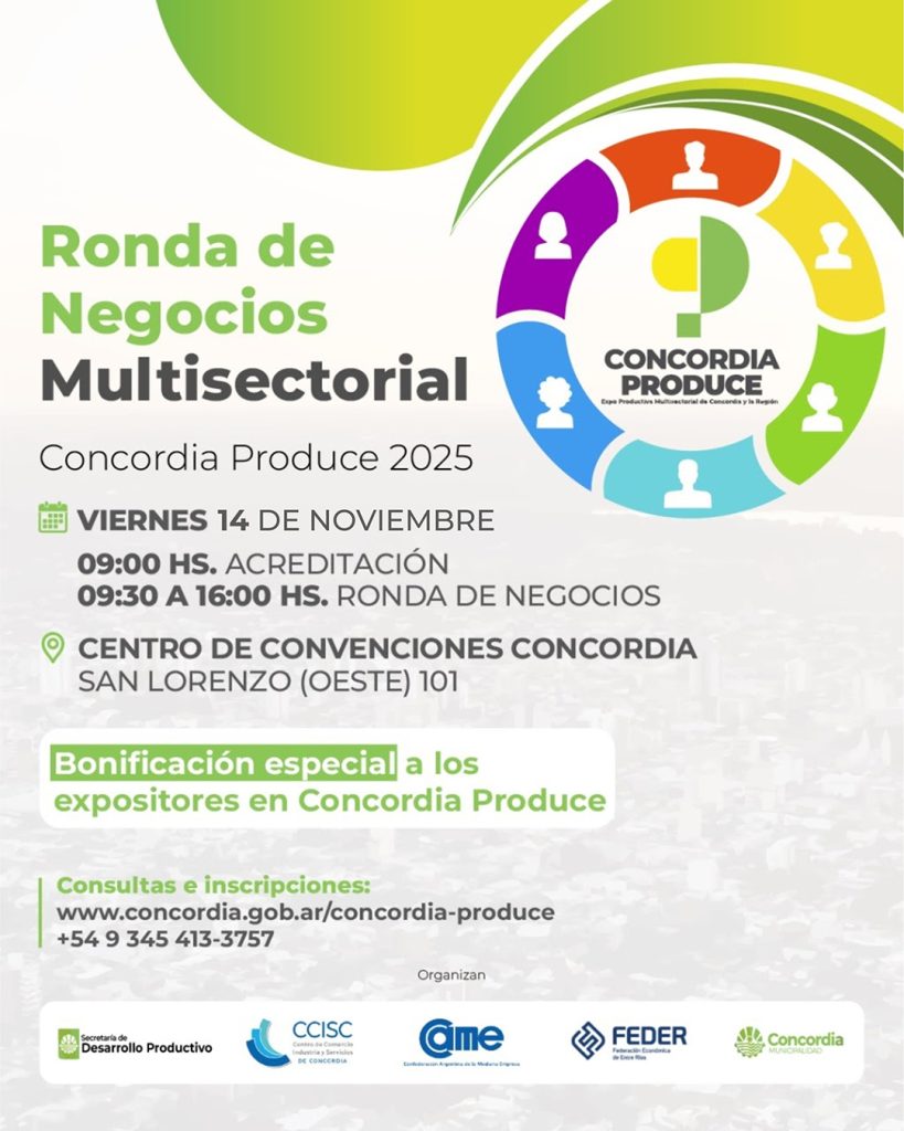 El CAUPER invita a participar de la Ronda de Negocios “Concordia Produce 2025”