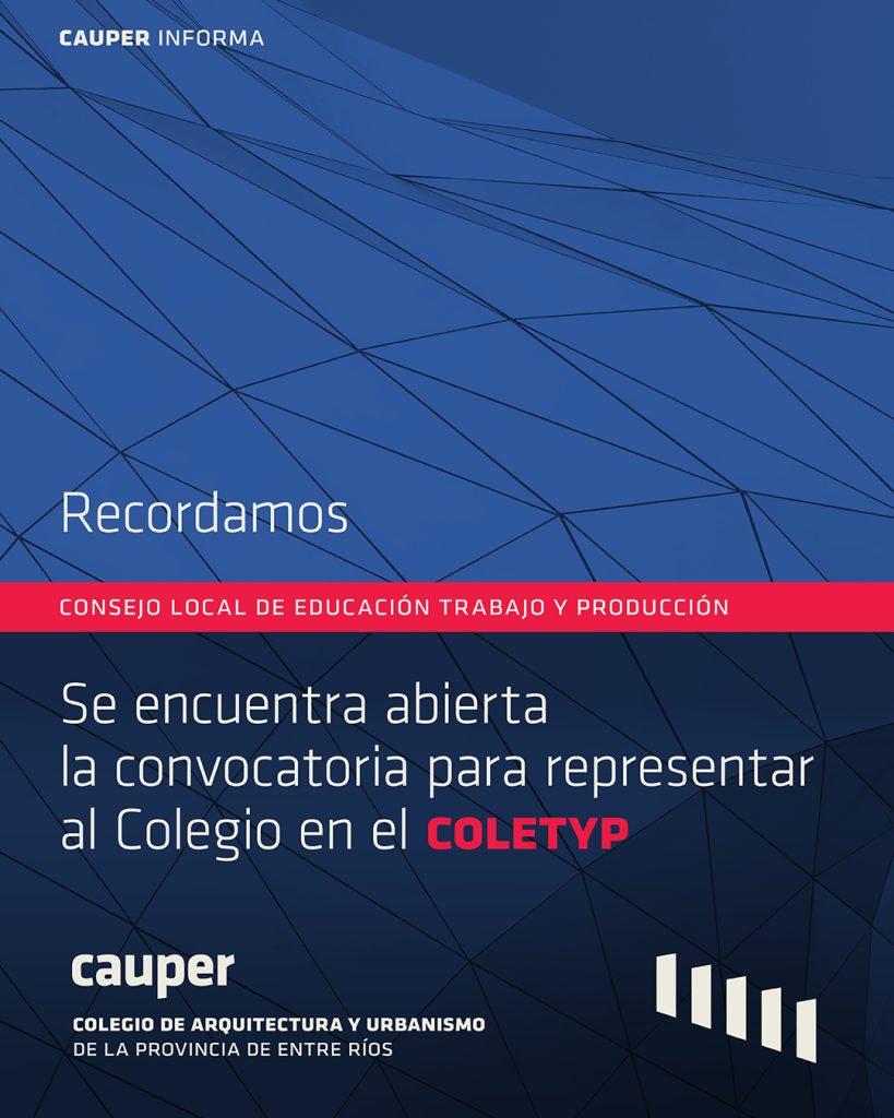 COLETYP: sigue abierta la convocatoria para representantes del CAUPER