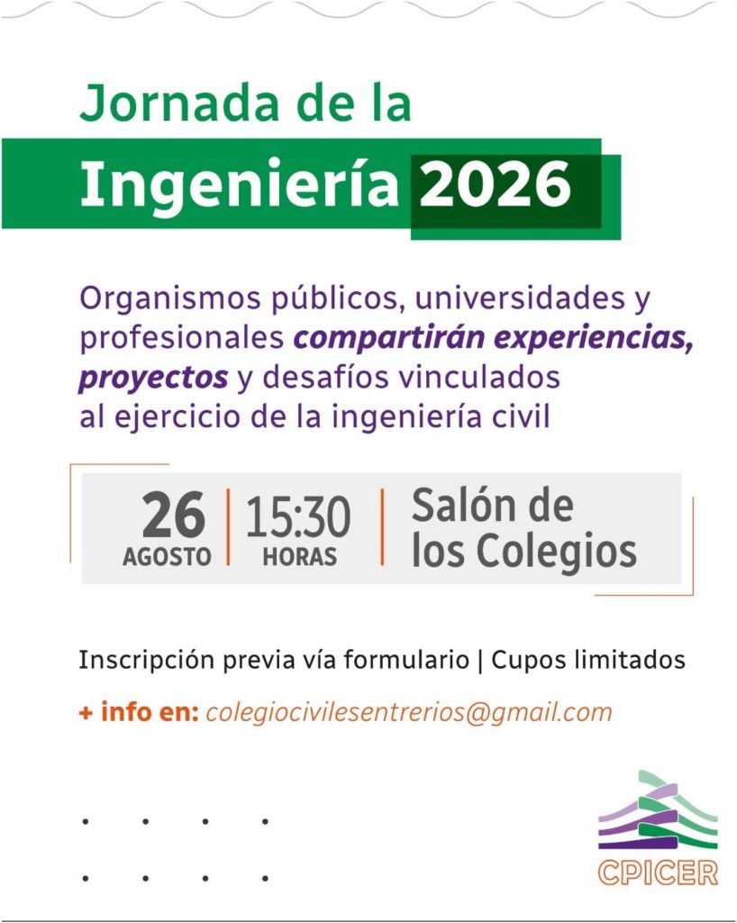 Jornadas de la Ingeniería 2026: proyectos, innovación y experiencias de la Ingeniería Civil